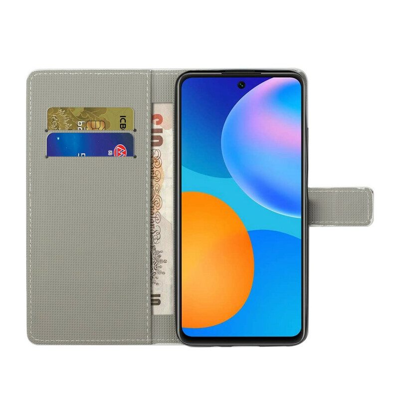 Custodia in pelle Huawei P Smart 2021 Farfalle E Fiori