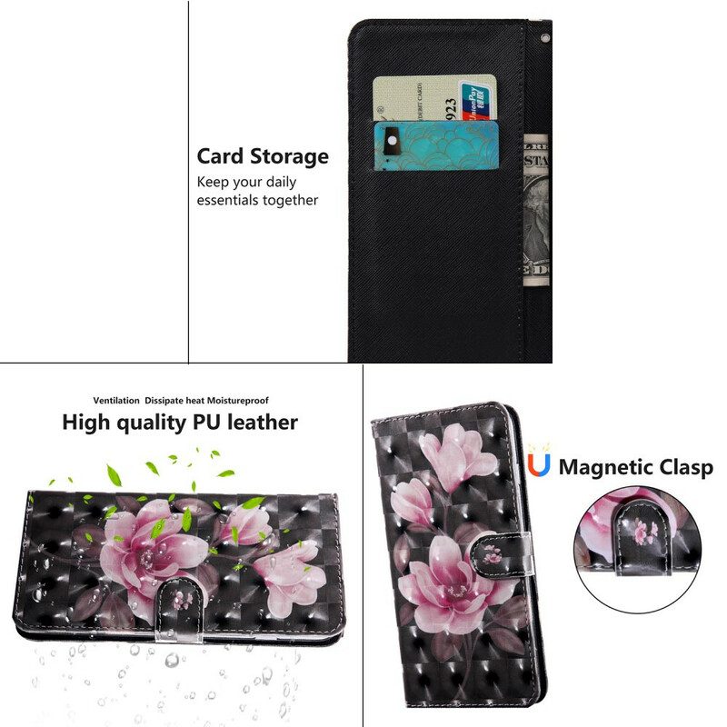 Custodia in pelle Huawei P Smart 2021 Fiore Punto Luce Fiori