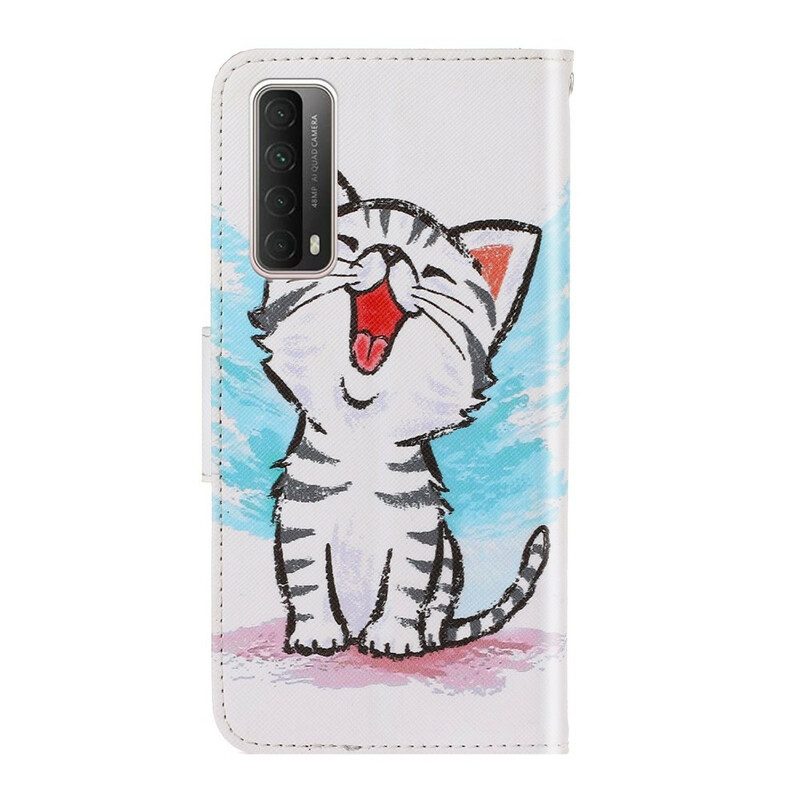 Custodia in pelle Huawei P Smart 2021 Gattino Di Colore Strappy