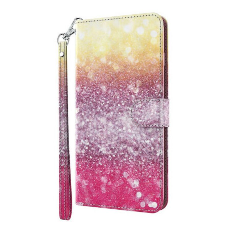 Custodia in pelle Huawei P Smart 2021 Gradiente Glitterato Magenta