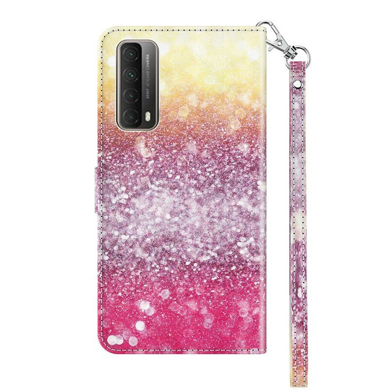 Custodia in pelle Huawei P Smart 2021 Gradiente Glitterato Magenta