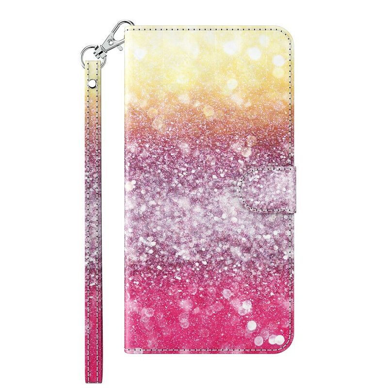 Custodia in pelle Huawei P Smart 2021 Gradiente Glitterato Magenta