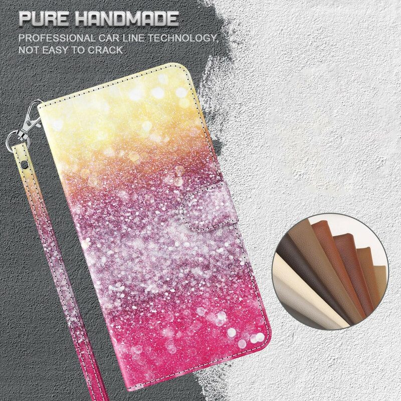 Custodia in pelle Huawei P Smart 2021 Gradiente Glitterato Magenta