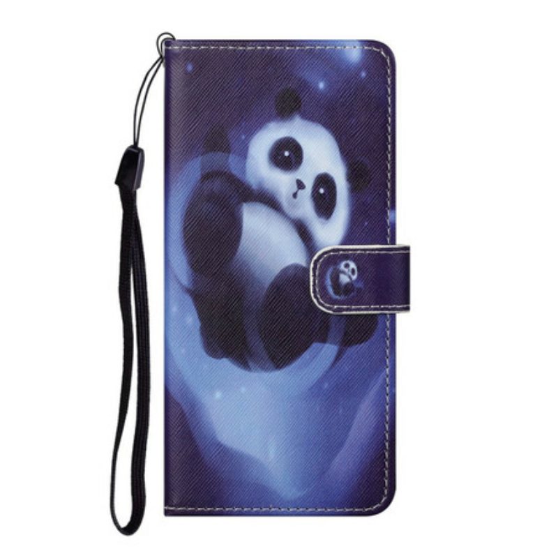 Custodia in pelle Huawei P Smart 2021 Panda Space Con Cordino