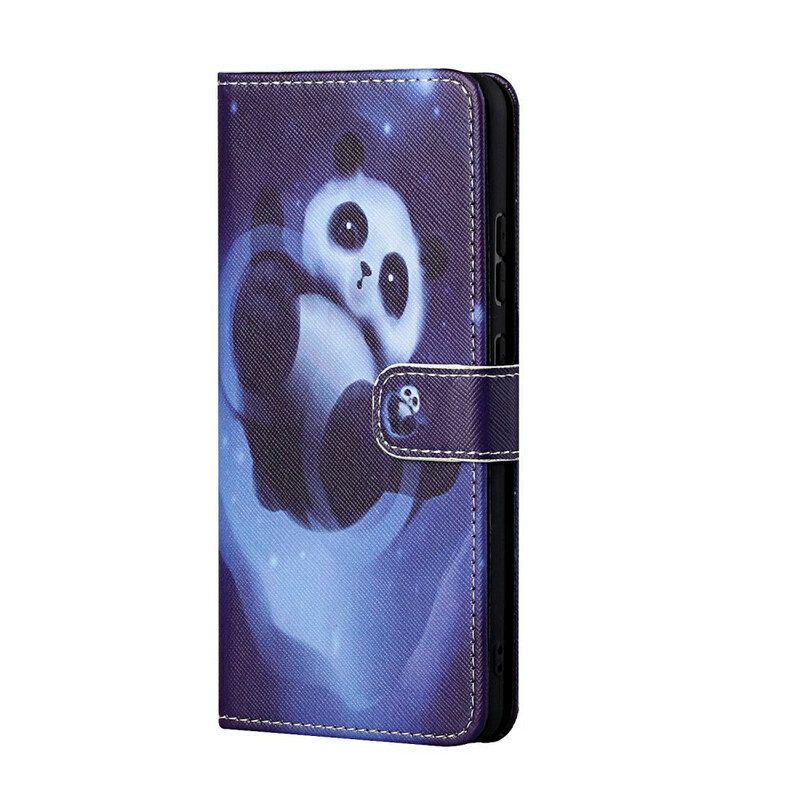 Custodia in pelle Huawei P Smart 2021 Panda Space Con Cordino