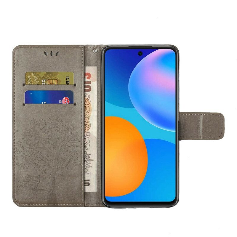 Custodia in pelle Huawei P Smart 2021 Perizoma Albero E Gufi