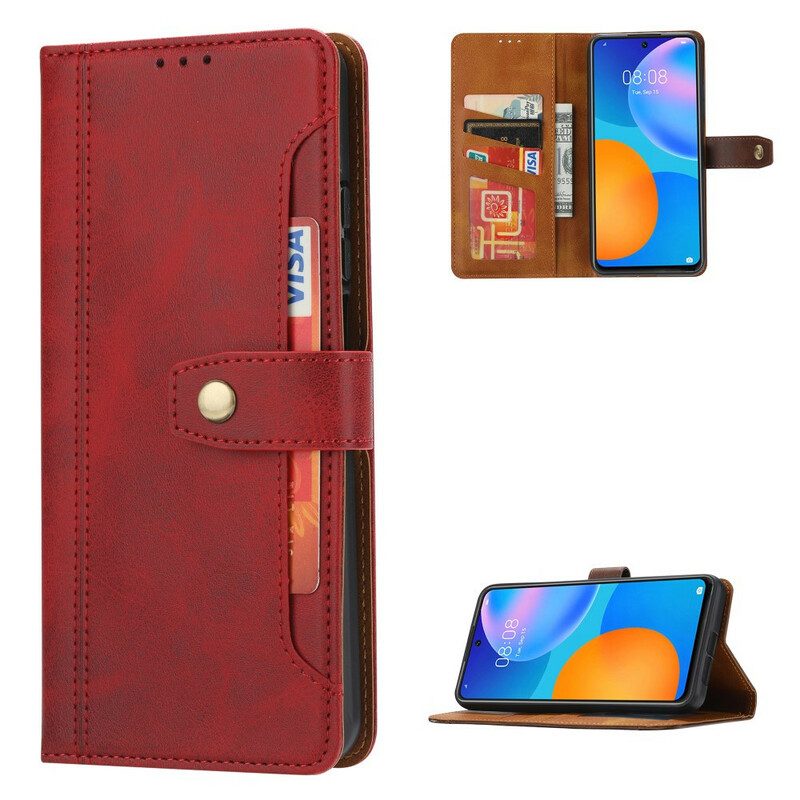 Custodia in pelle Huawei P Smart 2021 Portacarte Frontale Con Cinturino