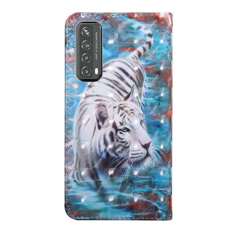 Custodia in pelle Huawei P Smart 2021 Punto Luminoso Lucien La Tigre