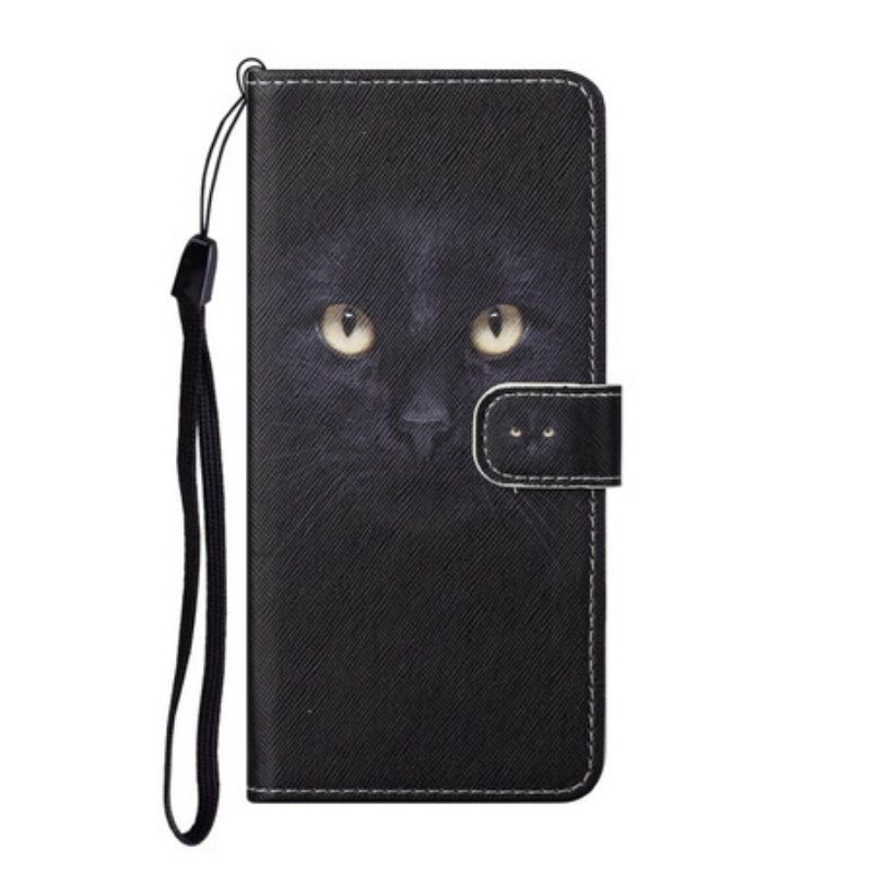 Custodia in pelle Huawei P Smart 2021 Strappy Occhi Di Gatto Nero