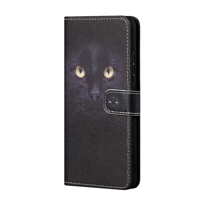 Custodia in pelle Huawei P Smart 2021 Strappy Occhi Di Gatto Nero