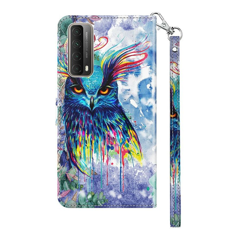 Custodia in pelle Huawei P Smart 2021 Uccello Dell'acquerello