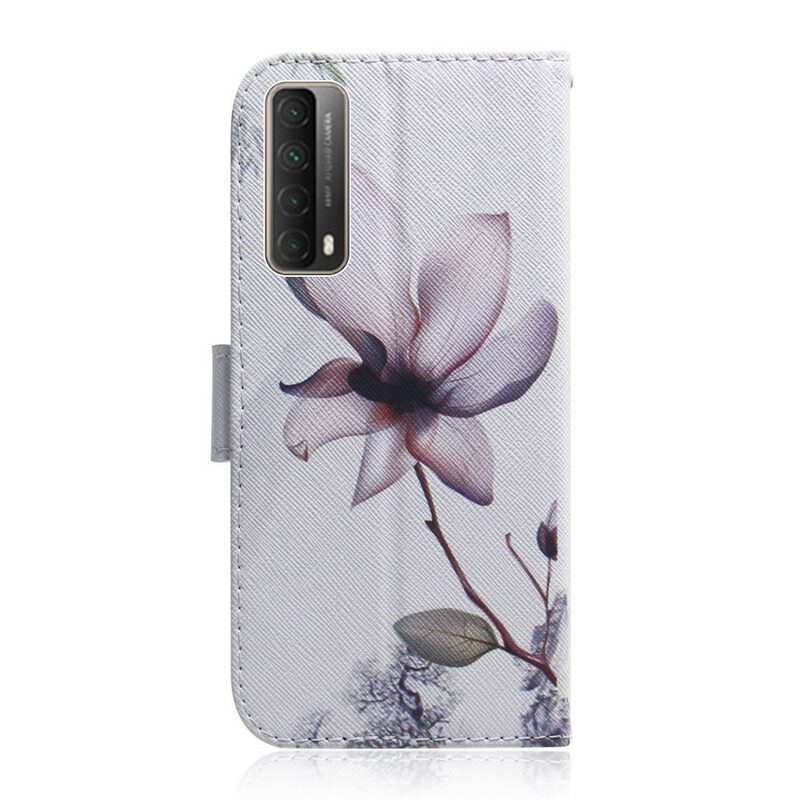 Custodia in pelle Huawei P Smart 2021 Un Fiore Rosa