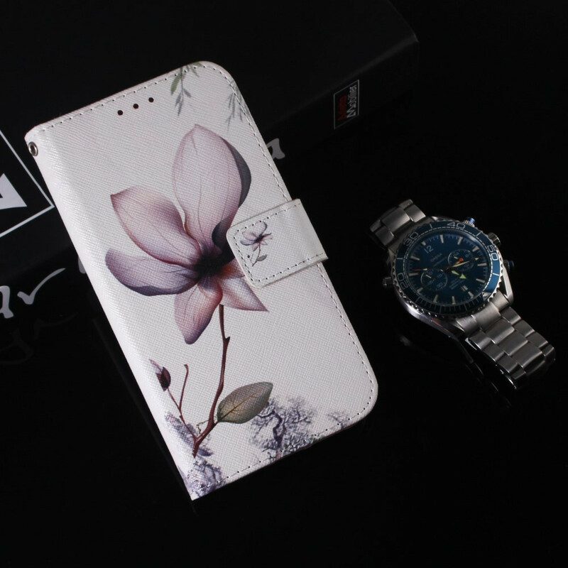 Custodia in pelle Huawei P Smart 2021 Un Fiore Rosa