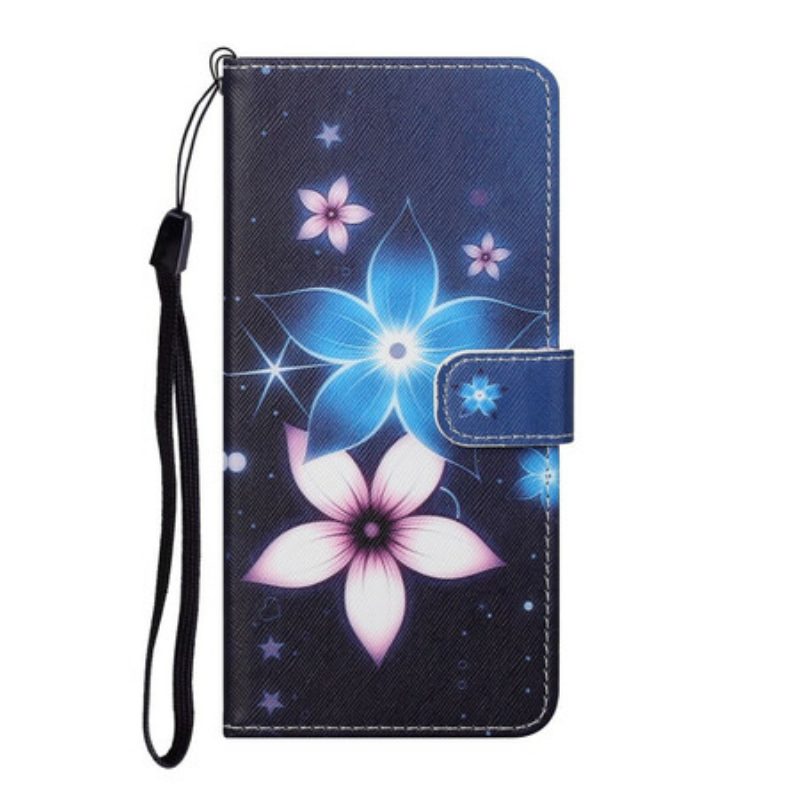 Folio Cover Huawei P Smart 2021 Cinturino Lunare Fiori