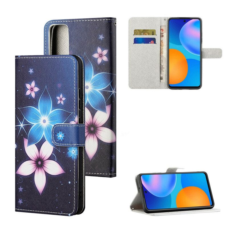 Folio Cover Huawei P Smart 2021 Cinturino Lunare Fiori