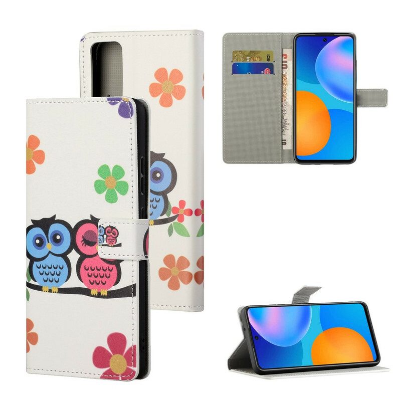 Folio Cover Huawei P Smart 2021 Coppia Di Gufi