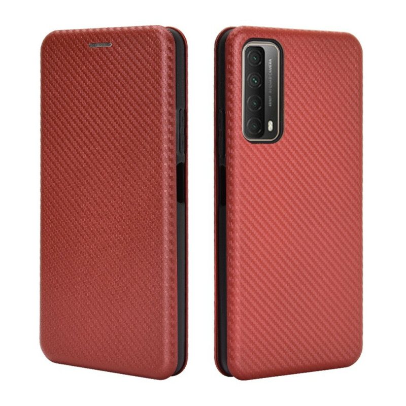 Folio Cover Huawei P Smart 2021 Custodia in pelle Fibra Di Carbonio