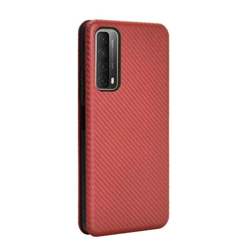 Folio Cover Huawei P Smart 2021 Custodia in pelle Fibra Di Carbonio