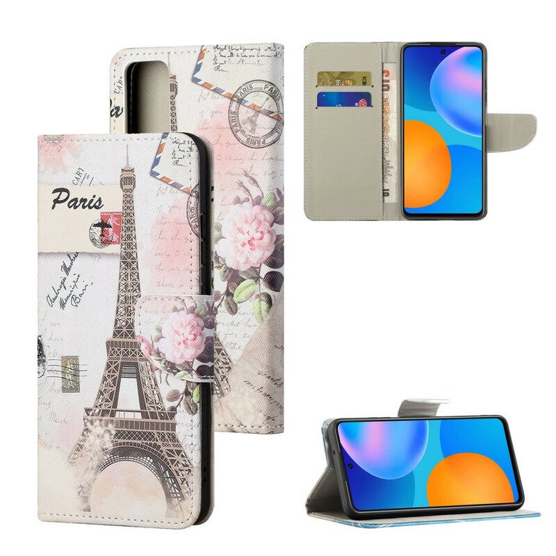 Folio Cover Huawei P Smart 2021 Retrò Torre Eiffel