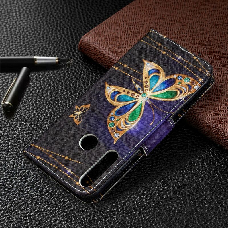 Custodia in pelle Huawei Y6p Farfalla Magica