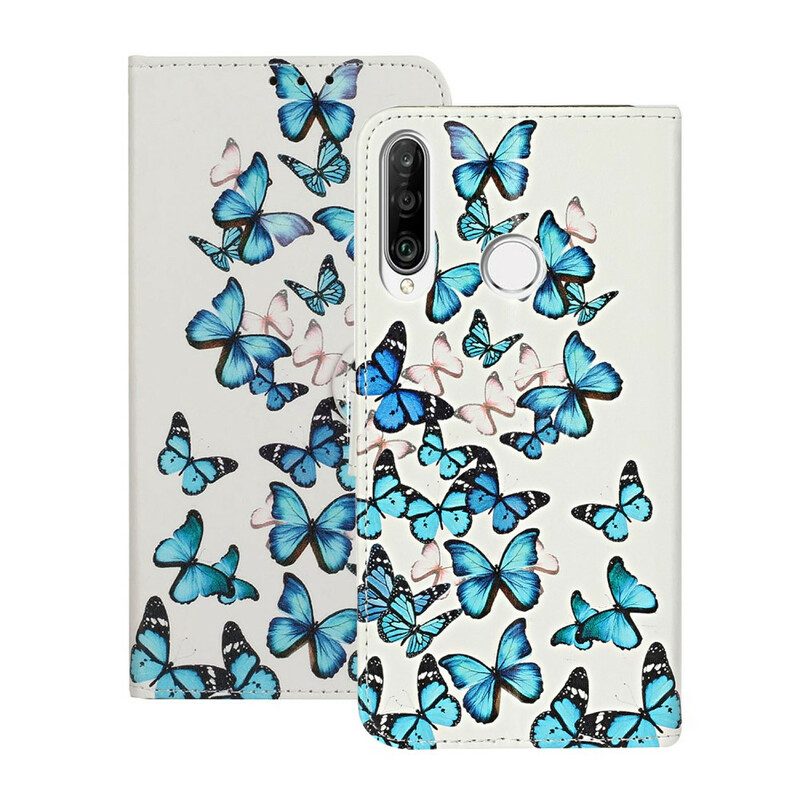 Folio Cover Huawei Y6p Custodia in pelle Miriadi Di Farfalle