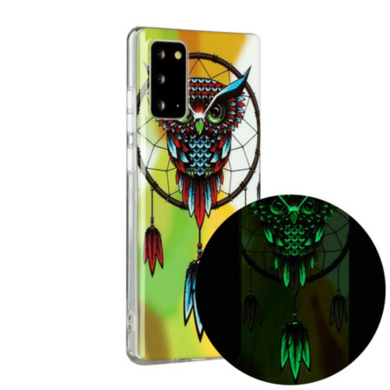 Cover Samsung Galaxy Note 20 Acchiappasogni Gufo Fluorescente