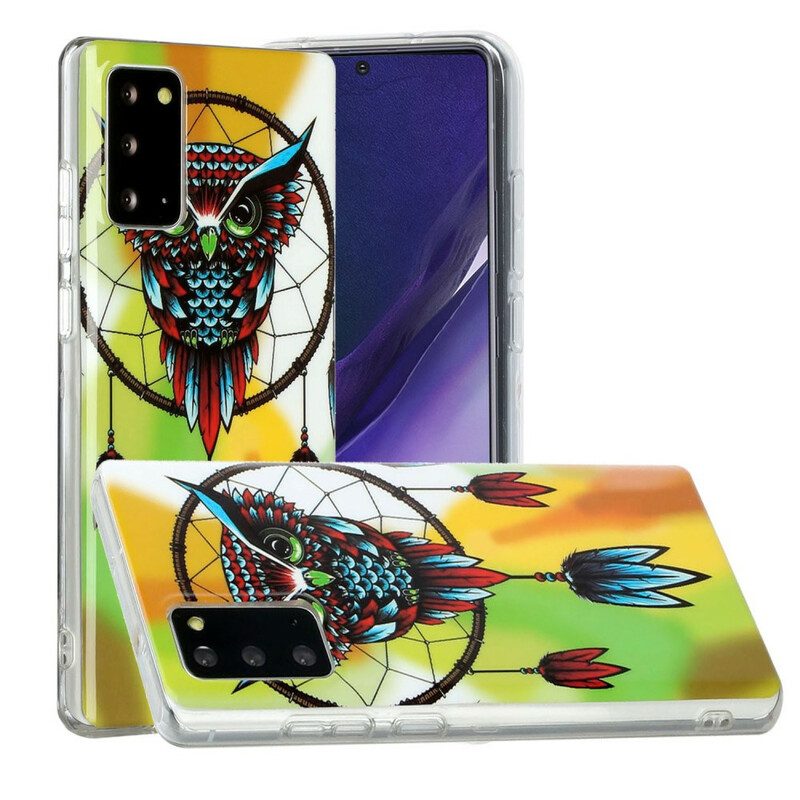 Cover Samsung Galaxy Note 20 Acchiappasogni Gufo Fluorescente