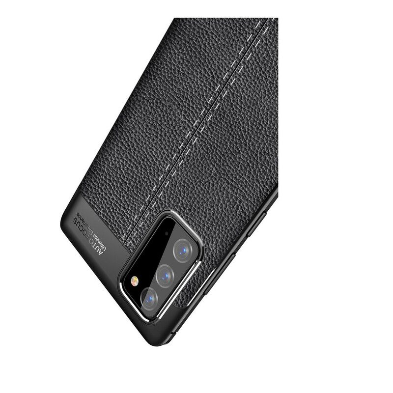 Cover Samsung Galaxy Note 20 Doppia Linea Litchi Effetto Pelle