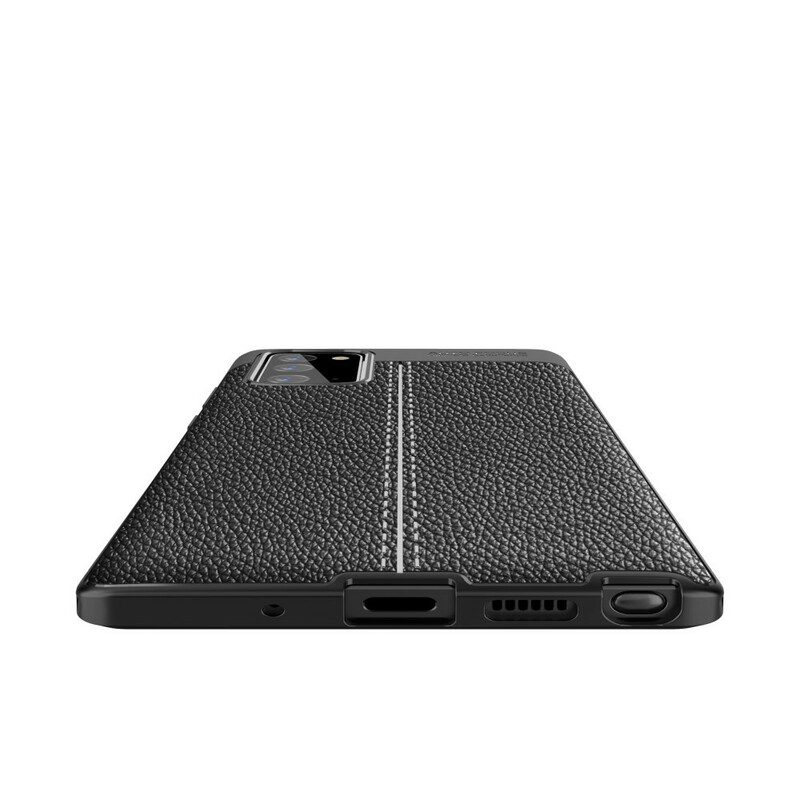 Cover Samsung Galaxy Note 20 Doppia Linea Litchi Effetto Pelle