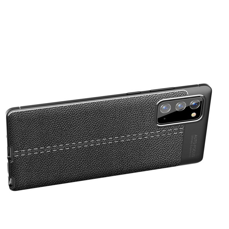 Cover Samsung Galaxy Note 20 Doppia Linea Litchi Effetto Pelle