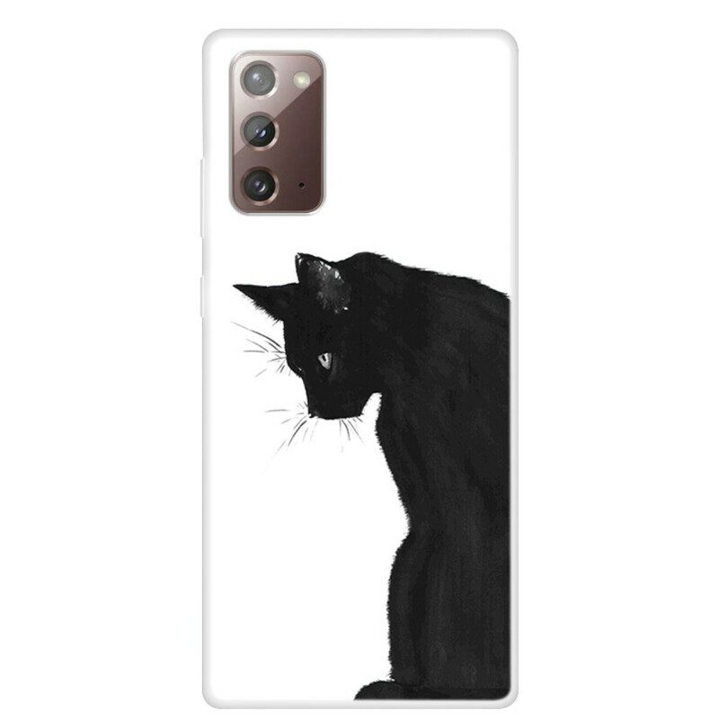 Cover Samsung Galaxy Note 20 Gatto Nero Pensieroso