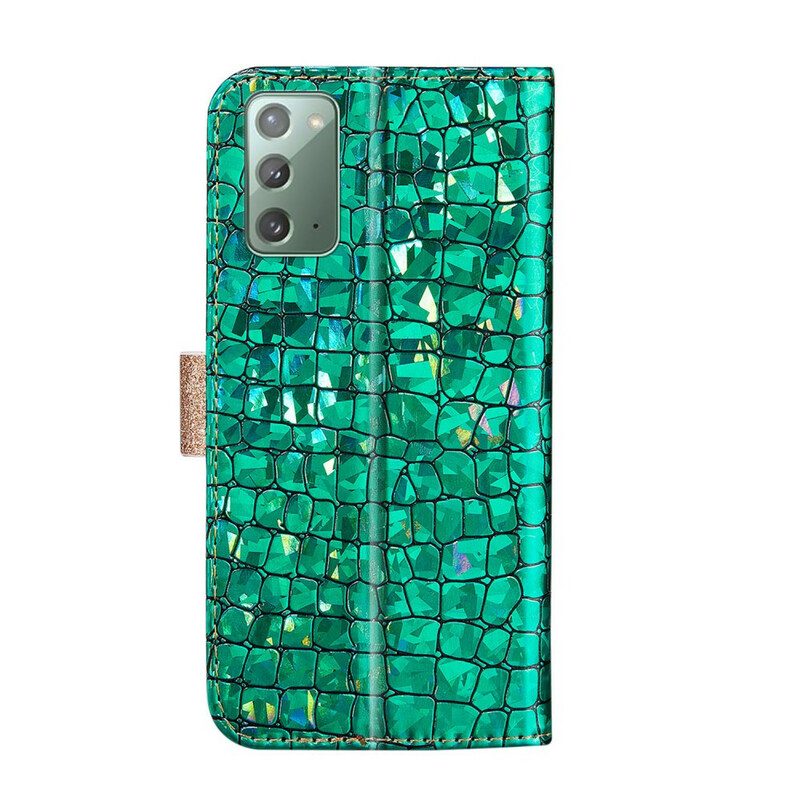 Custodia in pelle Samsung Galaxy Note 20 Diamanti Coccodrillo