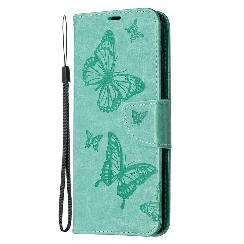 Custodia in pelle Samsung Galaxy Note 20 Folio Cover Farfalle E Lembo Obliquo