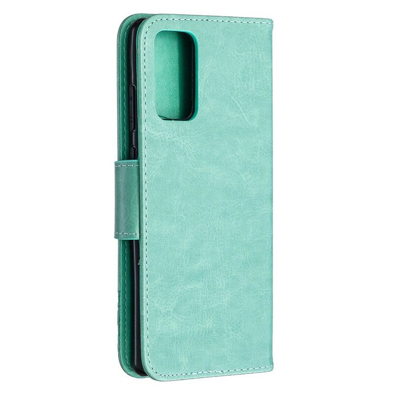 Custodia in pelle Samsung Galaxy Note 20 Folio Cover Farfalle E Lembo Obliquo