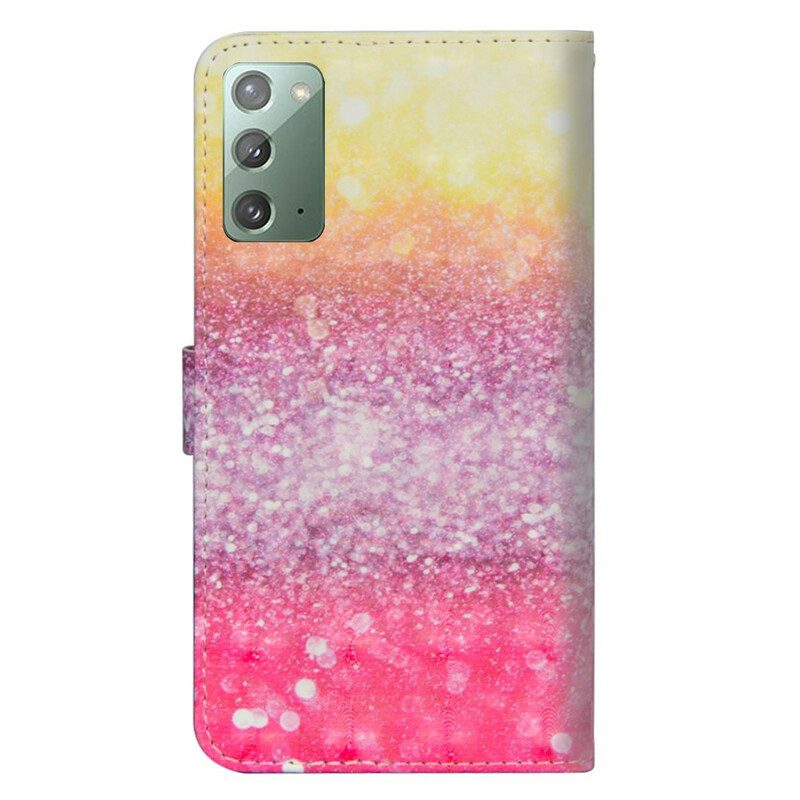 Custodia in pelle Samsung Galaxy Note 20 Gradiente Glitterato Magenta