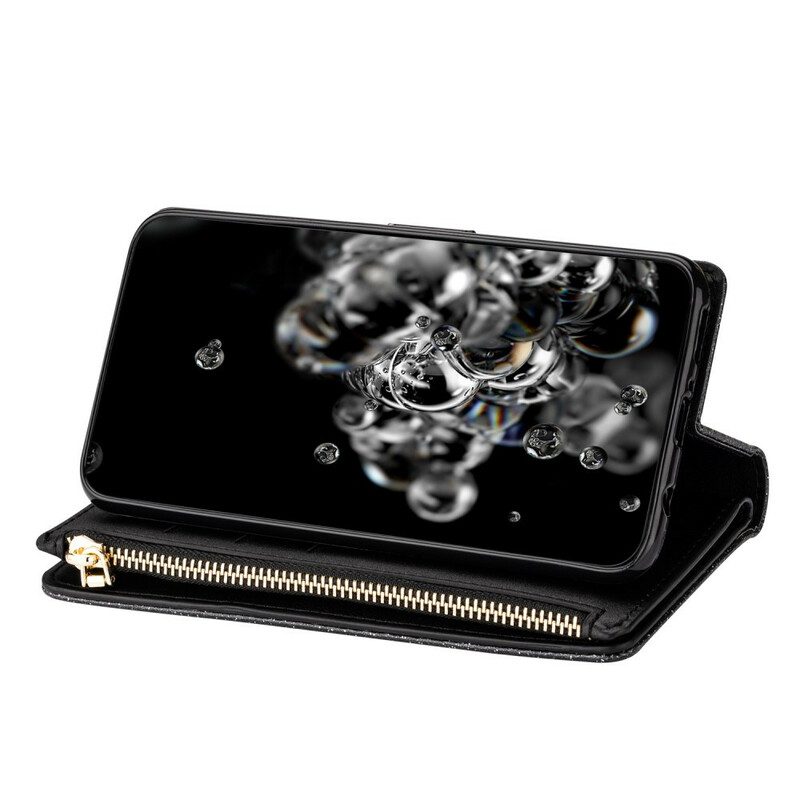 Custodia in pelle Samsung Galaxy Note 20 Portafoglio Portafoglio Con Zip In Paillettes