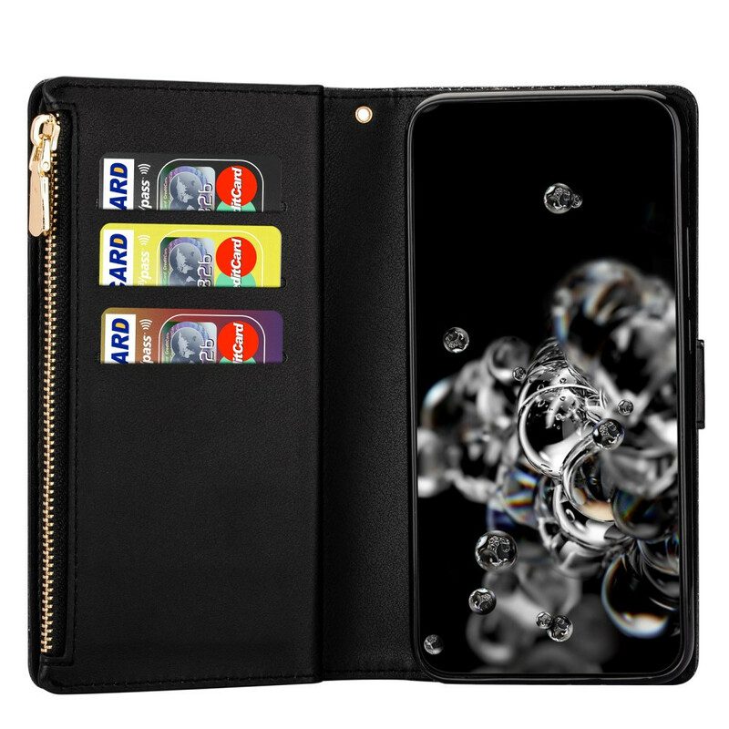 Custodia in pelle Samsung Galaxy Note 20 Portafoglio Portafoglio Con Zip In Paillettes