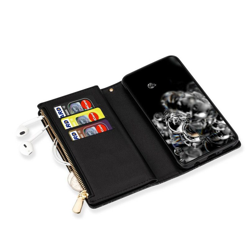 Custodia in pelle Samsung Galaxy Note 20 Portafoglio Portafoglio Con Zip In Paillettes