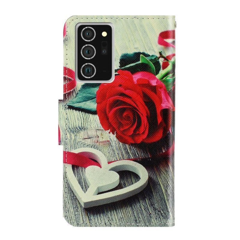 Custodia in pelle Samsung Galaxy Note 20 Rosa Romantica Con Cinturino