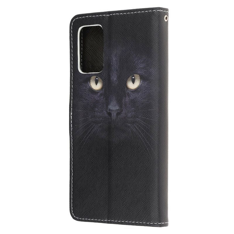 Custodia in pelle Samsung Galaxy Note 20 Strappy Occhi Di Gatto Nero