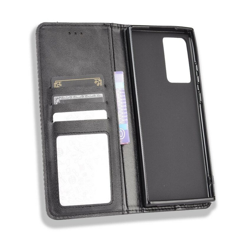 Folio Cover Samsung Galaxy Note 20 Custodia in pelle Effetto Pelle Vintage Stilizzato