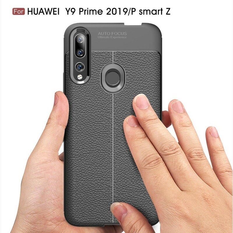 Cover Huawei P Smart Z Doppia Linea Litchi Effetto Pelle