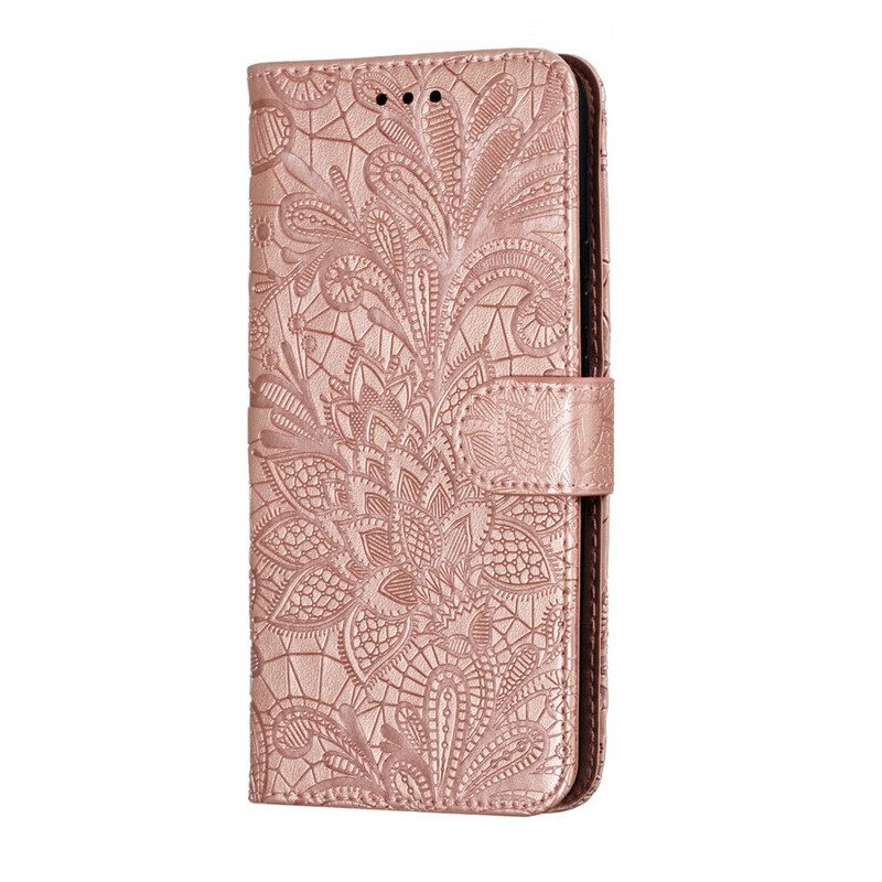 Custodia in pelle Huawei P Smart Z Cinturino Fiori Tribali