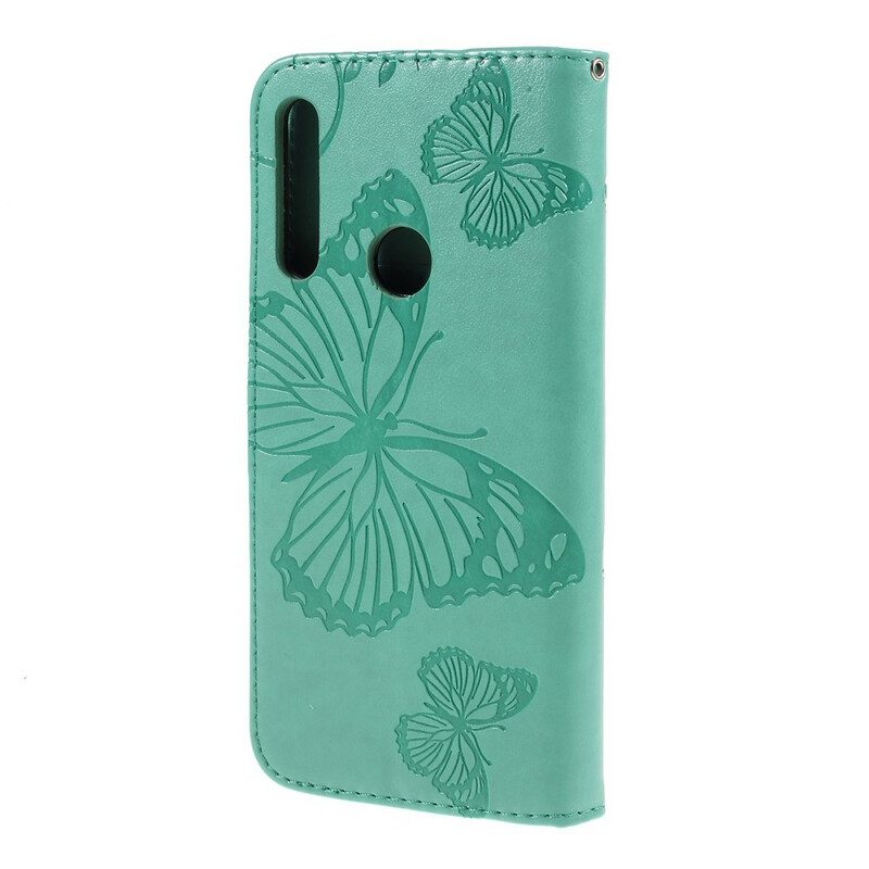 Custodia in pelle Huawei P Smart Z Farfalle Con Cinturino Gigante