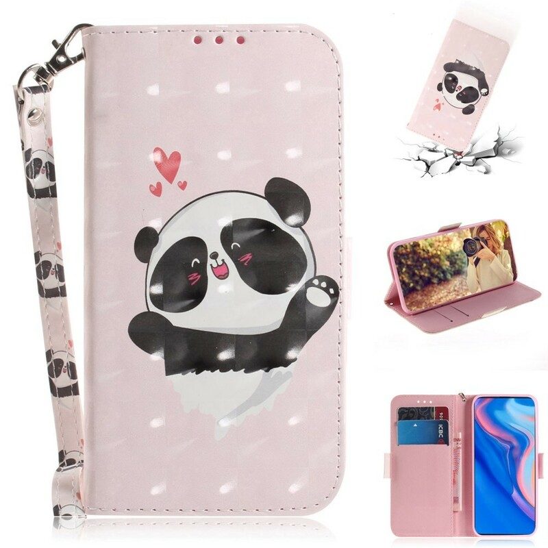 Custodia in pelle Huawei P Smart Z Panda Love Con Cordino