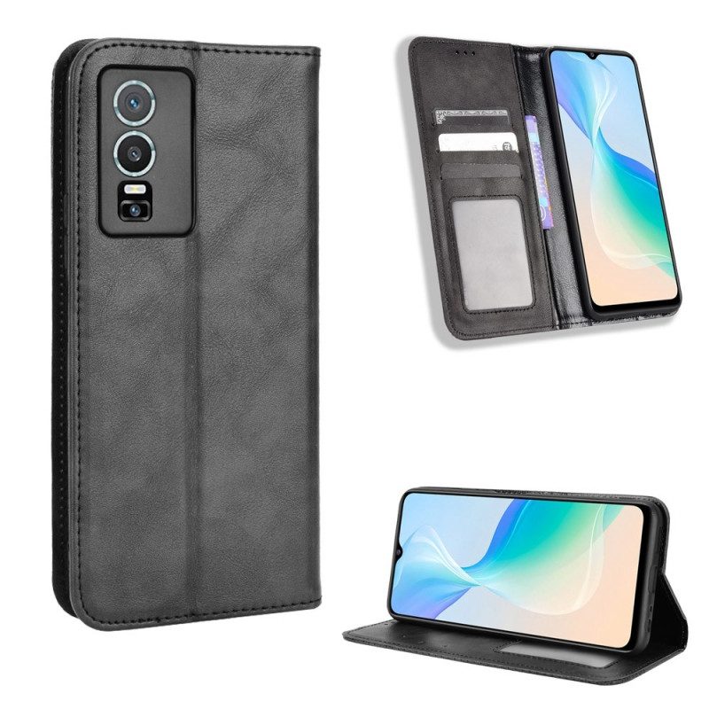 Folio Cover Vivo Y76 5G Custodia in pelle Stile Stilizzato In Pelle