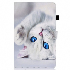 Custodia A Portafoglio iPad 10.9" (2022) Gatto Bianco Con Gli Occhi Azzurri