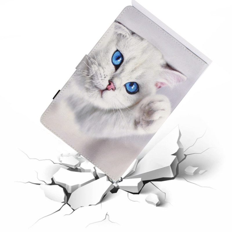 Custodia A Portafoglio iPad 10.9" (2022) Gatto Bianco Con Gli Occhi Azzurri