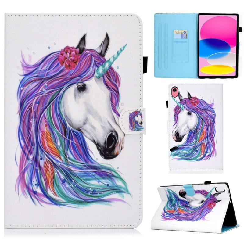 Custodia in pelle iPad 10.9" (2022) Dipinto Di Unicorno