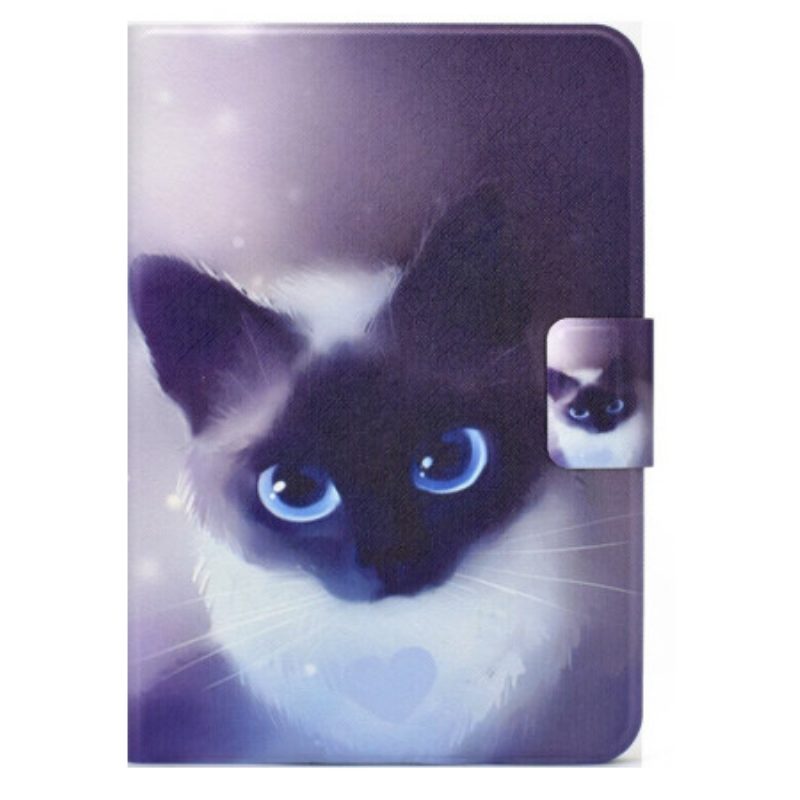 Custodia in pelle iPad 10.9" (2022) Gatto Dagli Occhi Azzurri